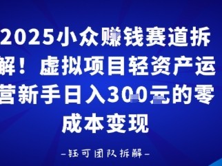 2025小众挣钱赛道拆解！虚拟项目轻资产运营新手日入3张的零成本变现