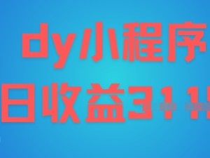 DY小程序玩法，日入多张，小白可做，操作简单